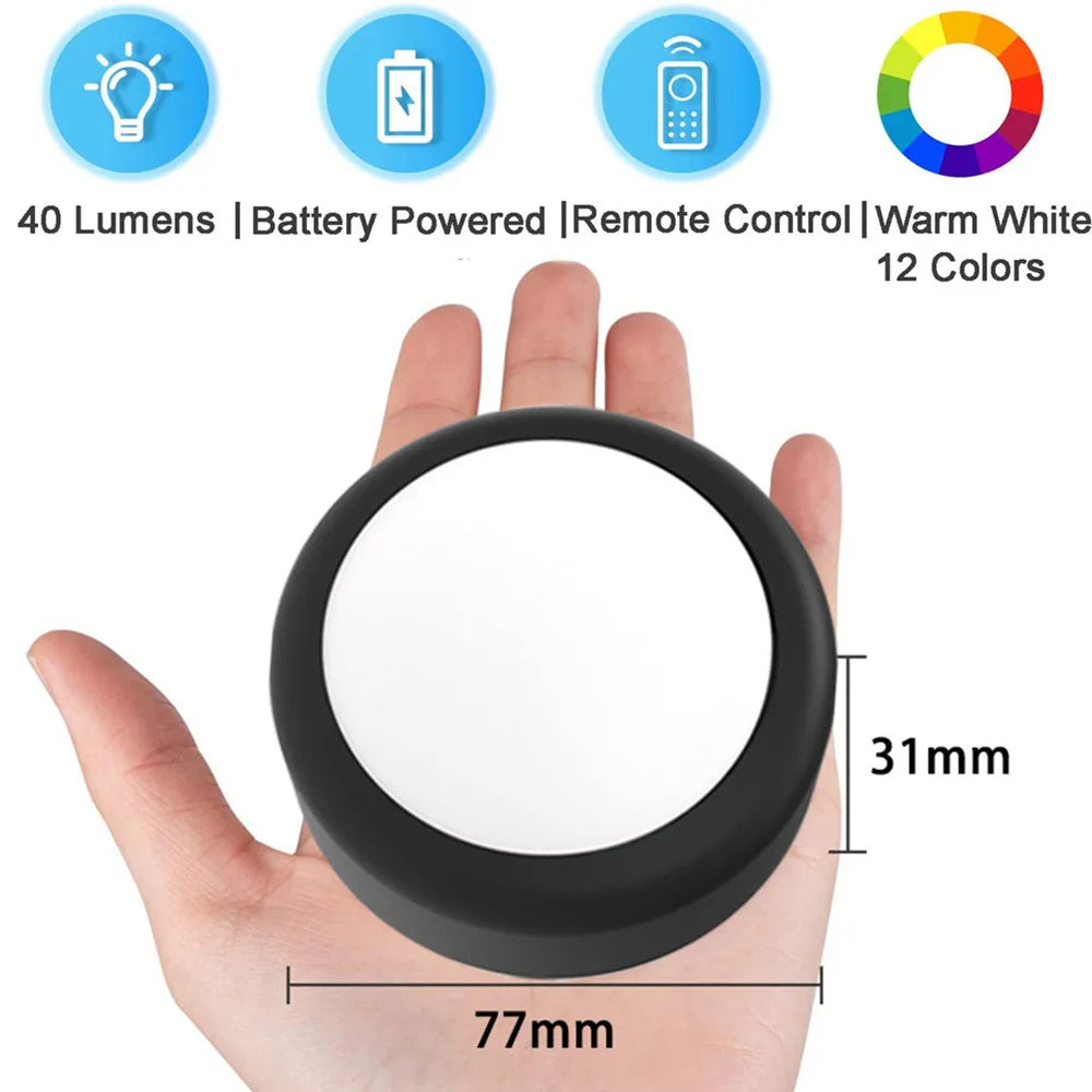Wireless RGBW LED Puck Lights with Remote Control