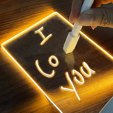 Interactive LED Note Board Night Light with USB Message Board and Pen - Unique Gift for Children and Decoration