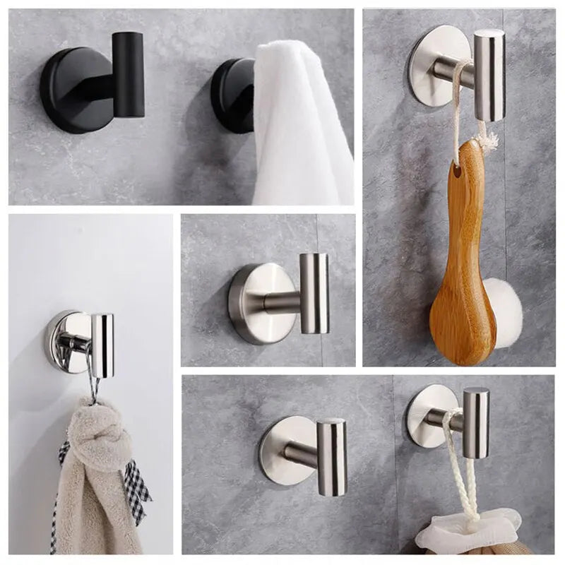 Stylish Stainless Steel Adhesive Robe Hook for Bathroom and Kitchen Organization
