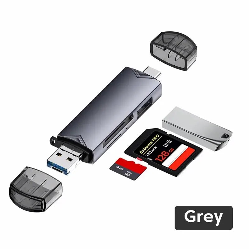 Versatile 6-In-1 USB 3.0 Memory Card Reader and Adapter