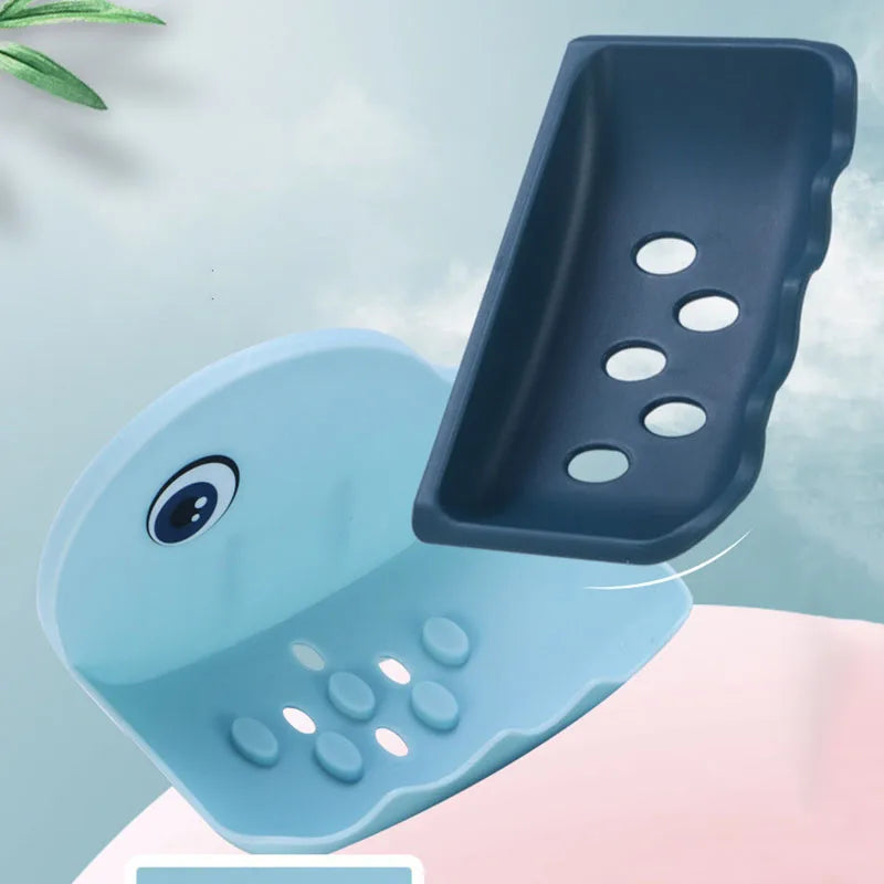 Fish Shaped Portable Soap Box: Punch-Free Bathroom Accessory