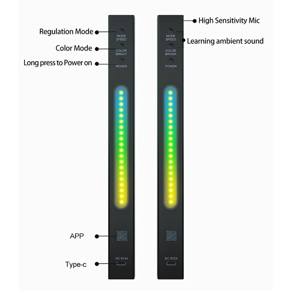 RGB Music Sync 3D LED Ambient Lighting with APP and Sound Control for Car and Gaming Decorations