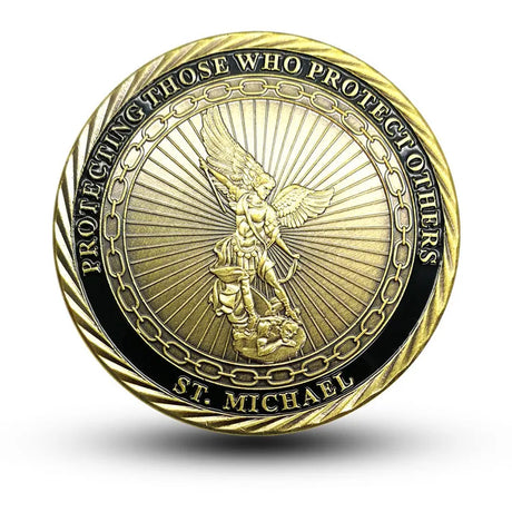 Golden Commemorative FBI ST. Micheal Challenge Coin - A Patriotic Souvenir Collectible