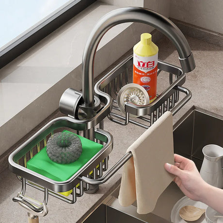 Kitchen and Bathroom Rust-Proof Faucet Drainer Rack and Organizer Stand