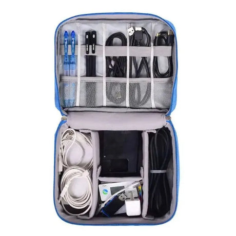 Portable Waterproof Electronic Accessories Organizer with USB Cable and Charger Storage