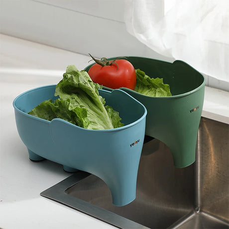 Eco-Friendly Elephant Drain Basket - Versatile Kitchen Storage Solution