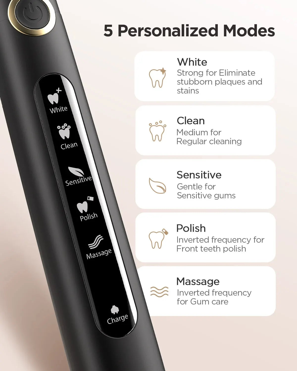 Sonic Electric Toothbrush with USB Charging, Waterproof Design, and Gentle Replacement Heads for Adults