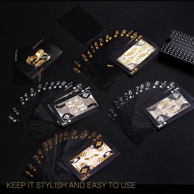 Gold-Infused Black Waterproof Playing Cards Set