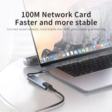 8-in-1 Multi-Functional USB Type-C Hub with 4K HDTV Output, SD/TF Card Reader, RJ45, and PD Fast Charging for MacBook and PC