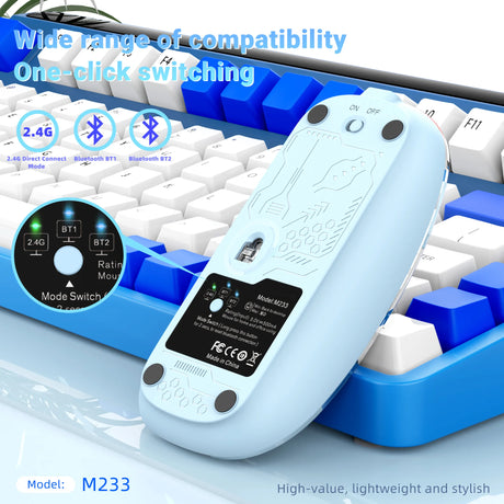 Advanced 3-in-1 Wireless Transparent Mouse with USB Charging
