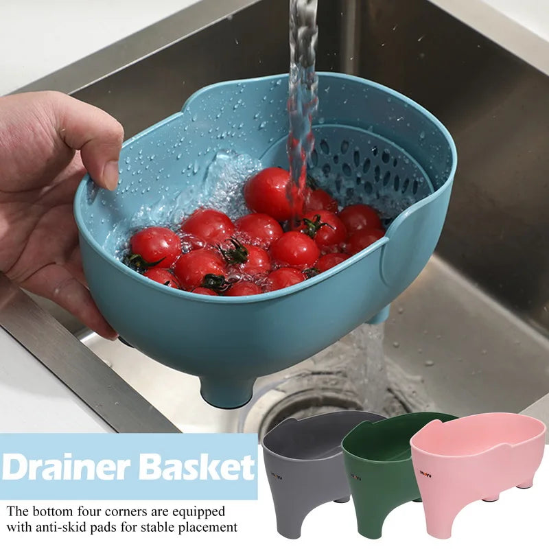 Eco-Friendly Elephant Drain Basket - Versatile Kitchen Storage Solution