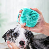 Gentle Silicone Pet Grooming Brush with Shower Gel Dispenser