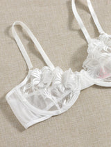 Embroidered Mesh Lingerie Set for Women - Elegant Erotic Two-Piece Delicate Bra Set