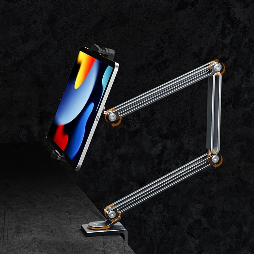 Versatile Aluminum Alloy Adjustable Stand for 4-12.9 Inch Mobiles and Tablets, Compatible with iPad Pro Mini, Xiaomi Tab and More