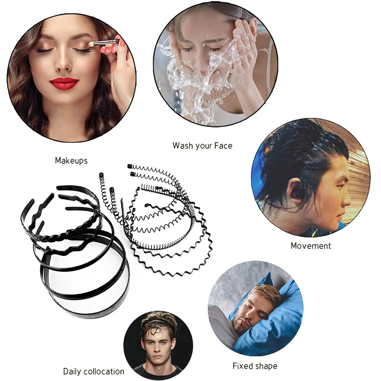 Unisex Alloy Wave Hair Hoop: 5mm Black Iron Headband for Sports and Fashion