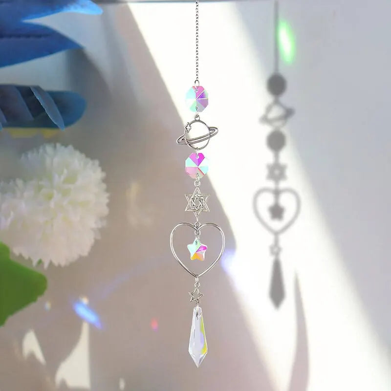 Galaxy Star Moon Crystal Wind Chime Pendant - Elegant Home and Garden Decor Piece