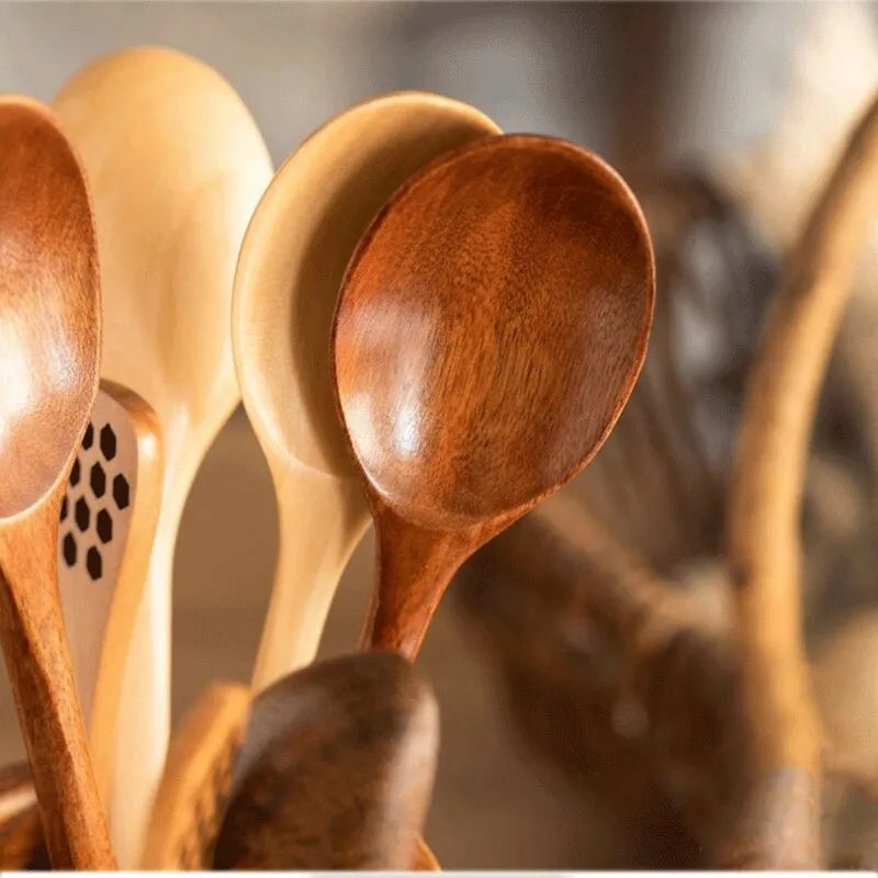 Japanese Style Wood Kitchen Spoon Set - Festive Dinnerware Gift