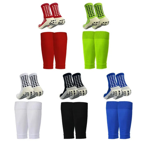 High Performance 2 Pairs Men's Soccer Gripper Socks with Knee Pads and Calf Sleeves