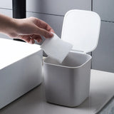 Desktop Waste Bin and Organizer for Home or Office - Stylish Garbage Basket with Rolling Cover - Plastic Trash Can Organizer