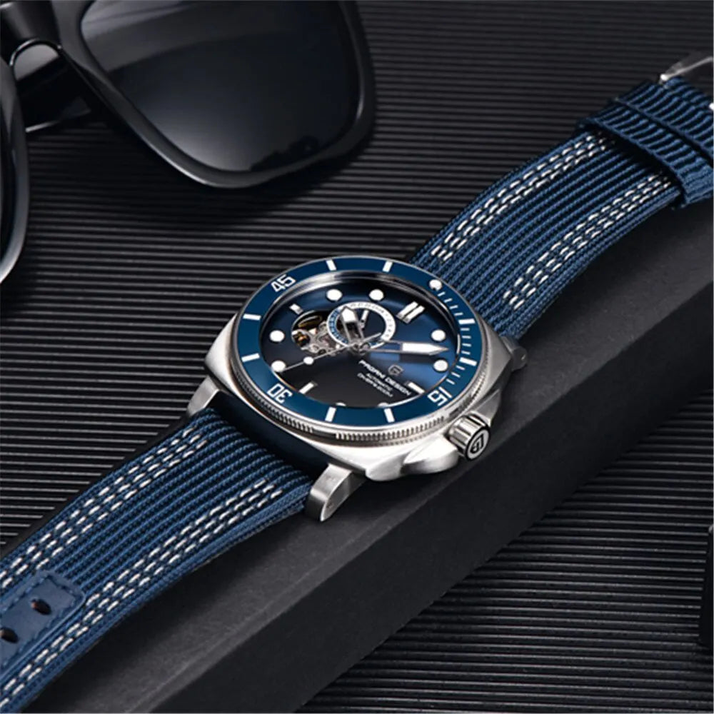 Sophisticated Sports Men's Mechanical Watch with Sapphire Dial, 200M Water-Resistance, and Automatic Timecode Functionality