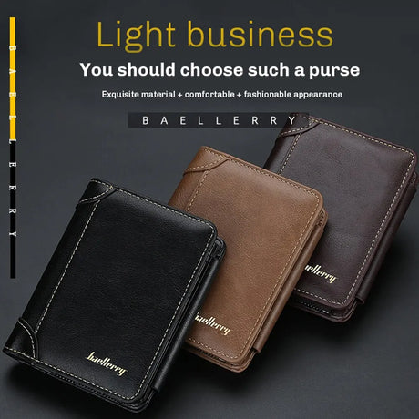 New Men's PU Leather Wallet with Zipper and Vintage Coin Holder