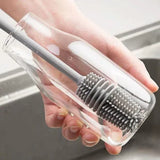 Long-Handle Silicone Scrubber for Milk Bottles, Glasses and Kitchenware Cleaning