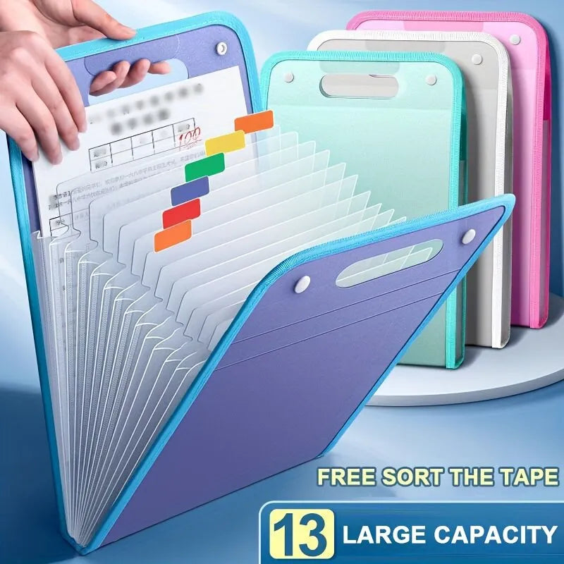Colorful 13-Pocket Macaron File Folder for A4/Letter Size Documents