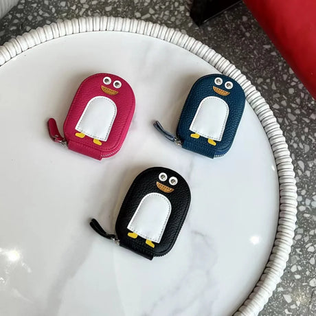 Genuine Cow Leather Penguin-Shaped Mini Wallet and Card Holder
