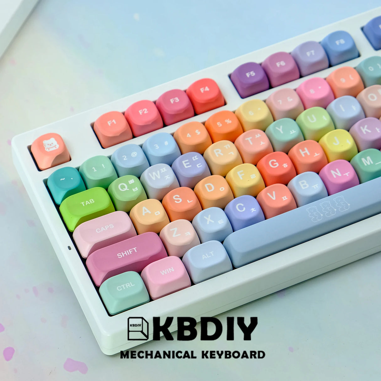 Mechanical Keyboard Custom Keycaps Set - KOA Profile Gummy Bears Design, PBT Material, 141 Keys Caps with 7U Spacebar, ISO Layout Compatible