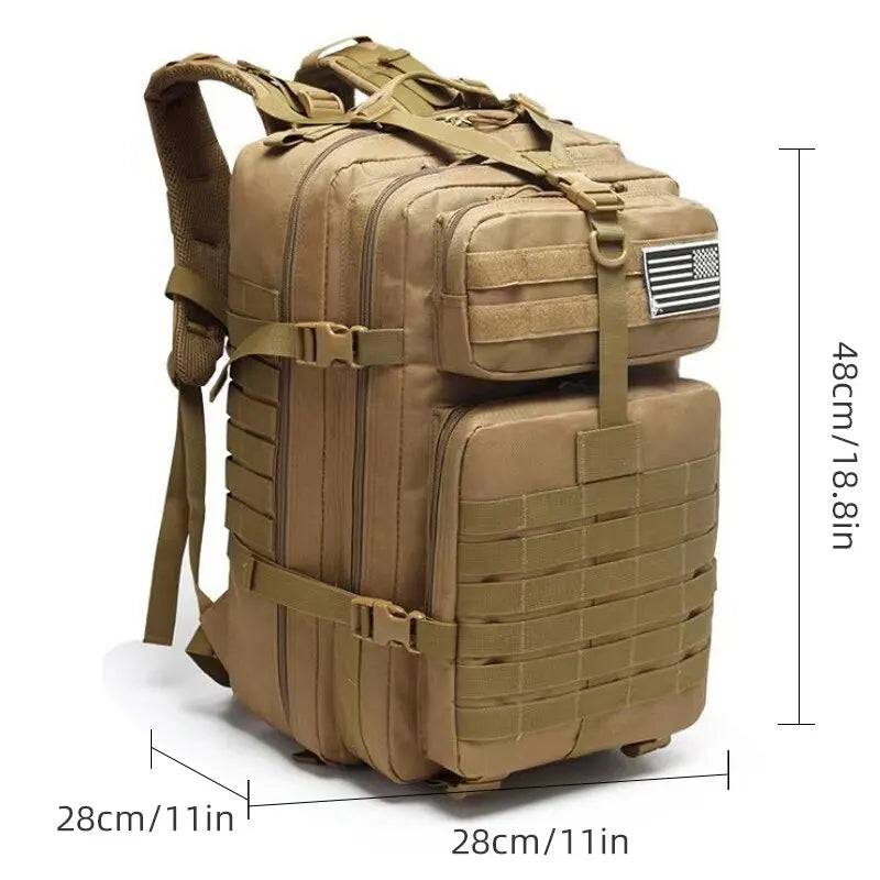 Men's Large Capacity Tactical Hiking Backpack in Military Camouflage Design