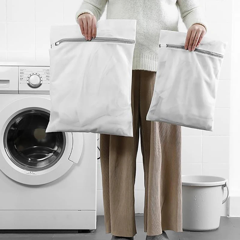 White Mesh Laundry Bag for Delicate Garments Organizing and Protection