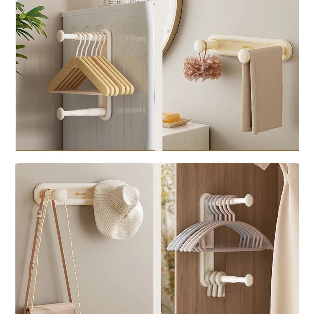 Effortless Wall-Mounted Retractable Storage Rack - Multipurpose, Foldable, and Portable