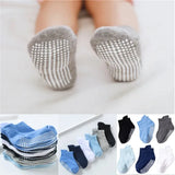 6 Pairs of Cotton Baby Anti-slip Boat Socks For Boys and Girls- Infant Low Cut Socks with Rubber Grips