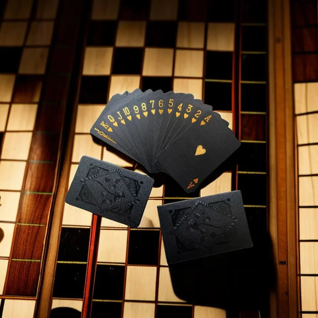 Gold-Infused Black Waterproof Playing Cards Set