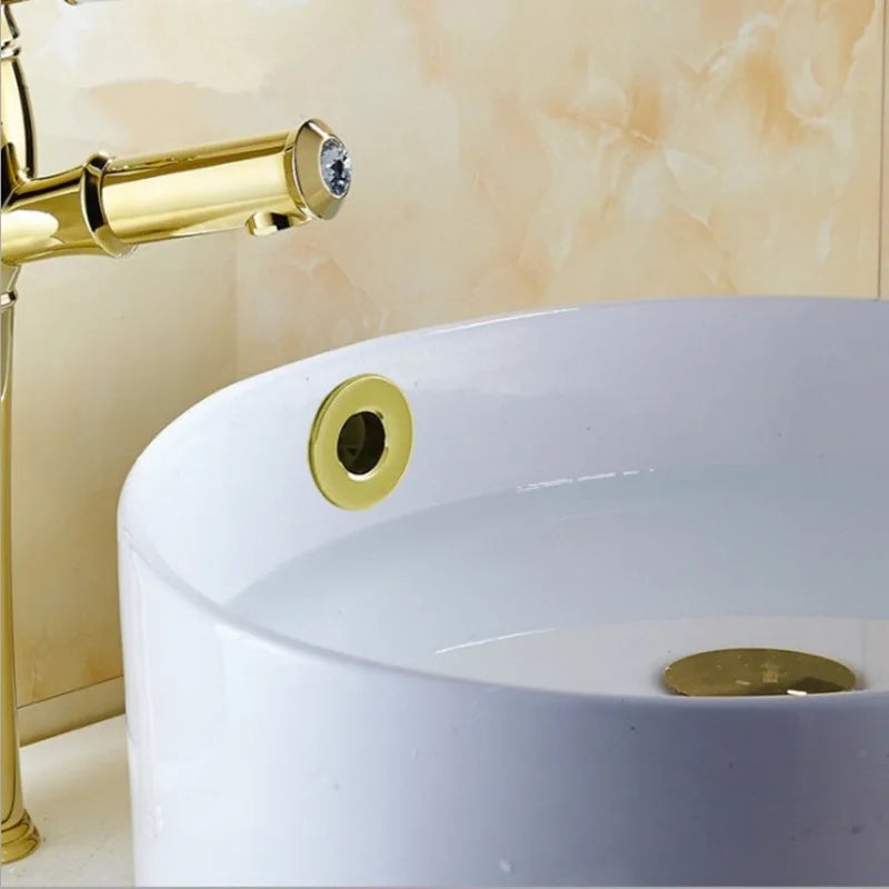 Vintage-Style Brass Overflow Cover for Bathroom Sink Basin with Deodorization Feature and Six-Foot Ring Insert