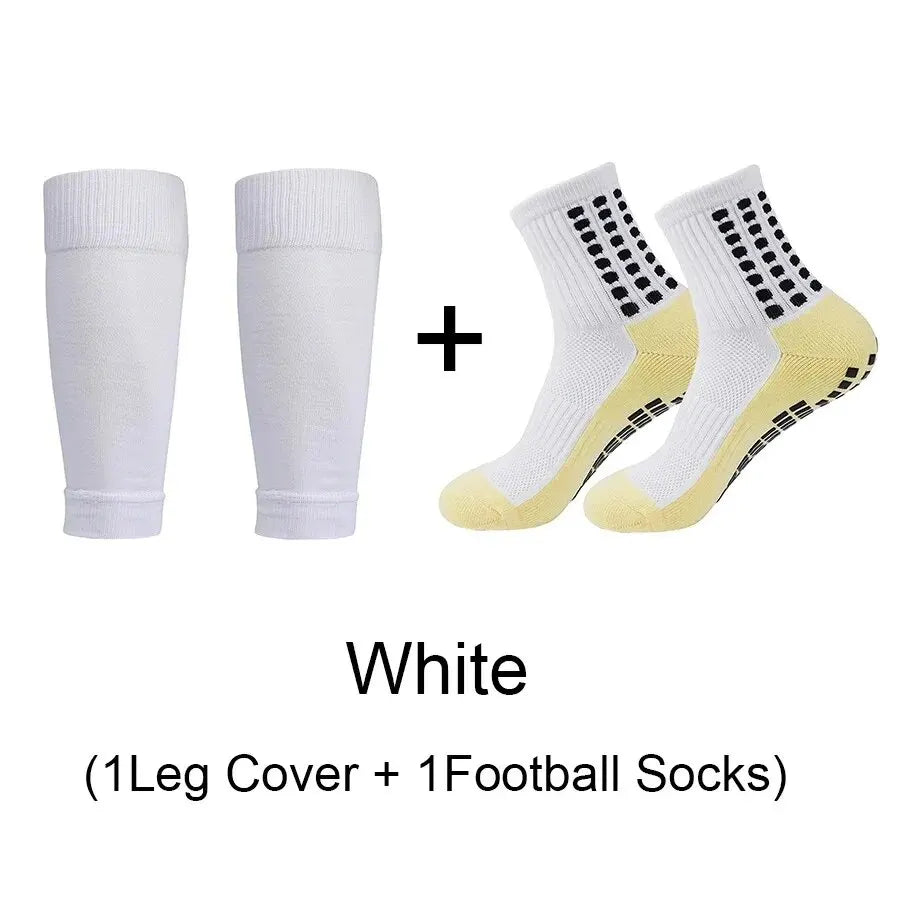 High Performance 2 Pairs Men's Soccer Gripper Socks with Knee Pads and Calf Sleeves