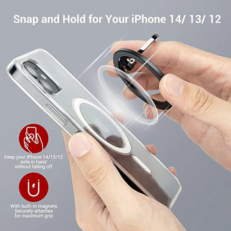Enhanced Magnetic Phone Ring Holder for iPhone 12-15 Pro/Pro Max - Premium Zinc Alloy with Powerful Magnets
