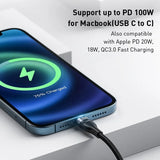 High-Speed 3-in-1 USB Type C Charging Cable - 100W, RoHS Certified