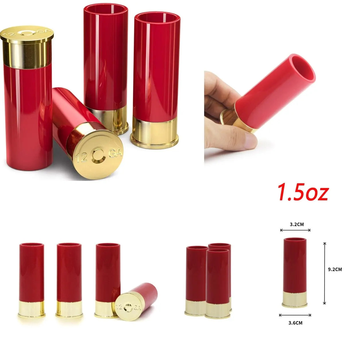 Shotgun Shell Shot Glasses Set with 4 Plastic Cups for Hunting and Shooting Enthusiasts
