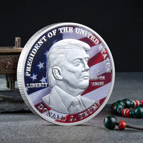 Donald J Trump Commemorative Eagle Medal Coin in Silver and Gold - 'In God We Trust' Edition