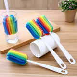 Colorful Cleaning Duster Brush Kit with Detachable Water Bottle Cup Mug Glass Washing Sponge Scrubber and Handle