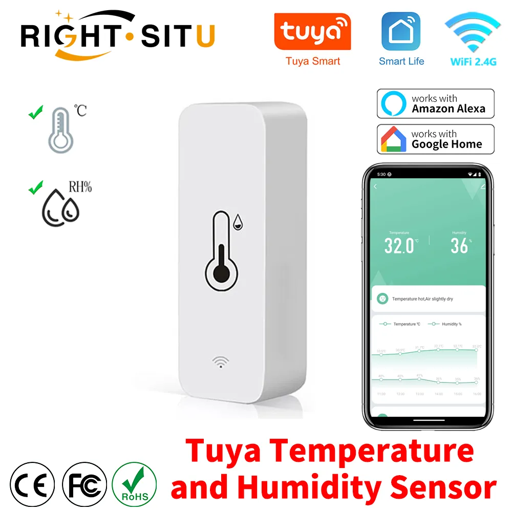 Smart Home WiFi Temperature Humidity Sensor with Voice Control