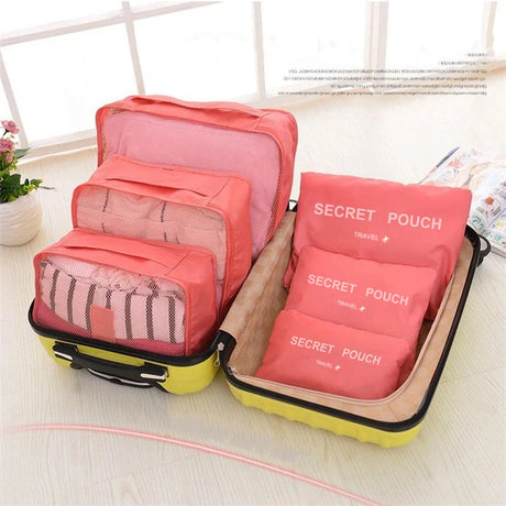 6-Piece Portable Travel Storage Bag Set, Oxford Material, Waterproof and Dustproof, Multipurpose Luggage Organizers