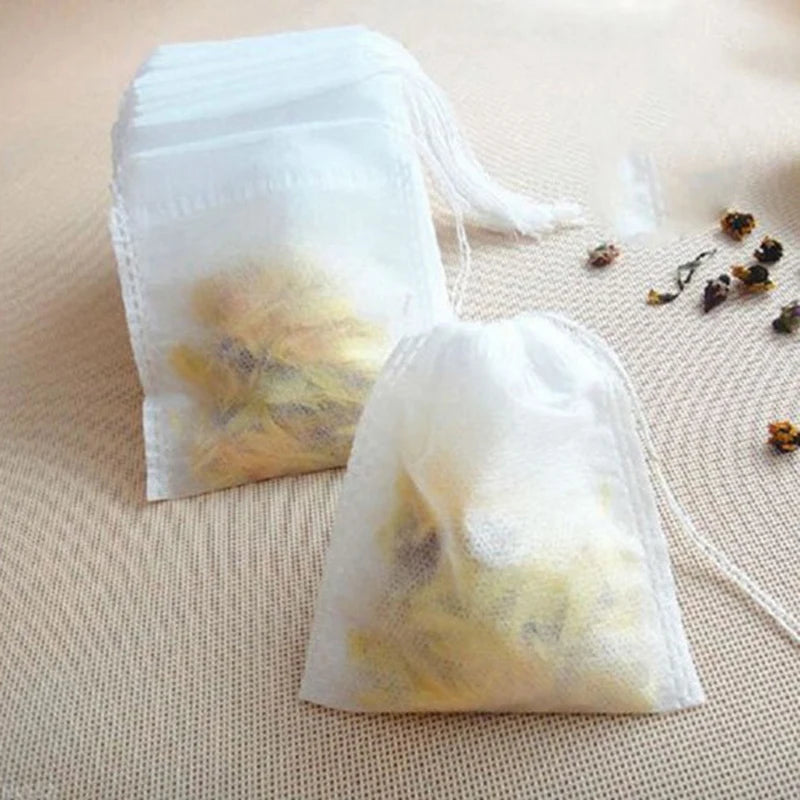 100-Piece Pack of Eco-Friendly Disposable Tea Bags for Loose Tea and Spices