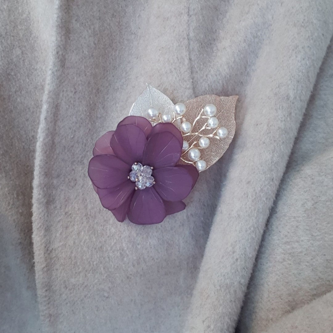 Luxury Hollyhock Handcrafted  Brooch