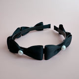 Handcrafted Idol Headband/Black Ribbon Pearl Headband/Jenny Headband