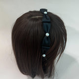 Handcrafted Idol Headband/Black Ribbon Pearl Headband/Jenny Headband