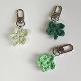 Handcrafted knitting four-leaf clover keyring